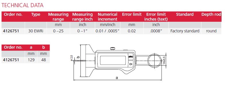 MarCal 30 EWRi | Digital Depth Gage - Besmic Optic Industry